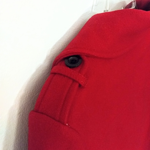 EUC Old Navy Red & Black Classy Double Breasted Cozy Wool Blend Pea Coat Size M - Picture 2 of 5